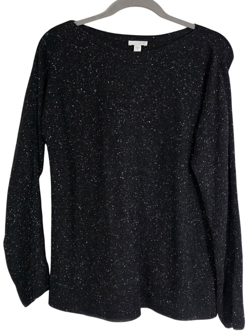 J.Jill Women's XS Black Speckled Sweater Cotton Silk Blend Minimalist Cozy Cute